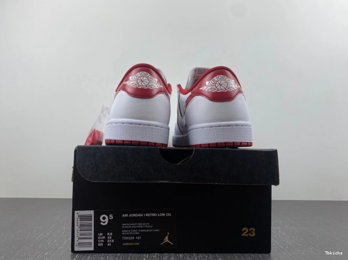 Rep TBK Low Red 1 Retro Jordan Varsity White 705329-101 0815